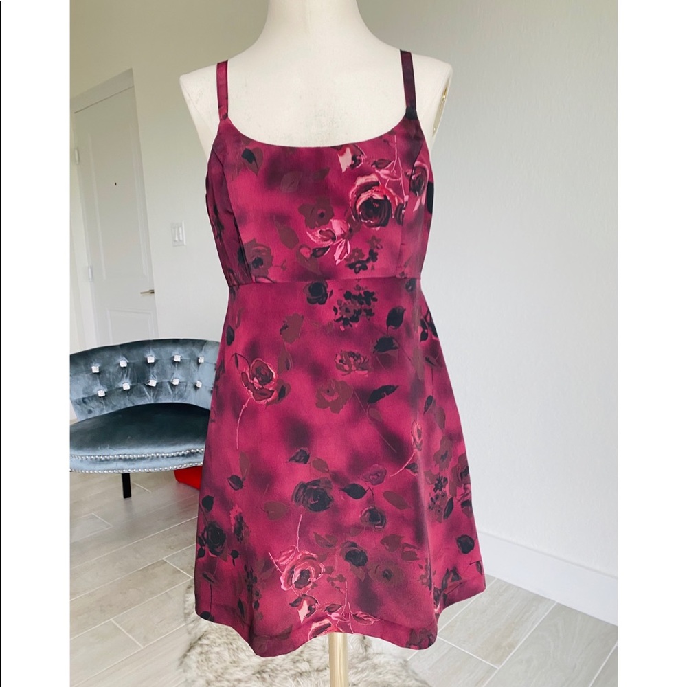 PURPLE DRESS WITH BLACK FLOWERS